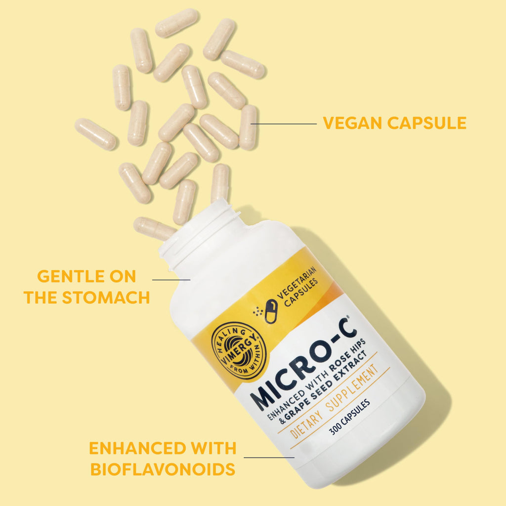 Vimergy Micro-C® Vitamin C Capsules 500mg, Vegan, 300 Servings, Value Size | Whole Body Immunity*, Equal to 7 Oranges, Promotes Collagen* and Healthy Bones*, Kosher, Vegan & Gluten-Free