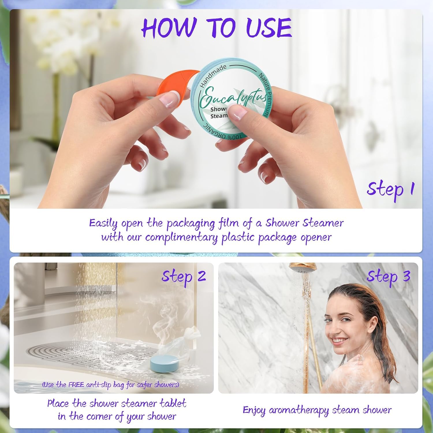 HFHO Shower Steamers Aromatherapy 8 Pack Natural Essential Oils Home Spa | Perfect For Stress Relief, Relaxation And Home Spa Self Care, Birthday Gifts For Women And Men