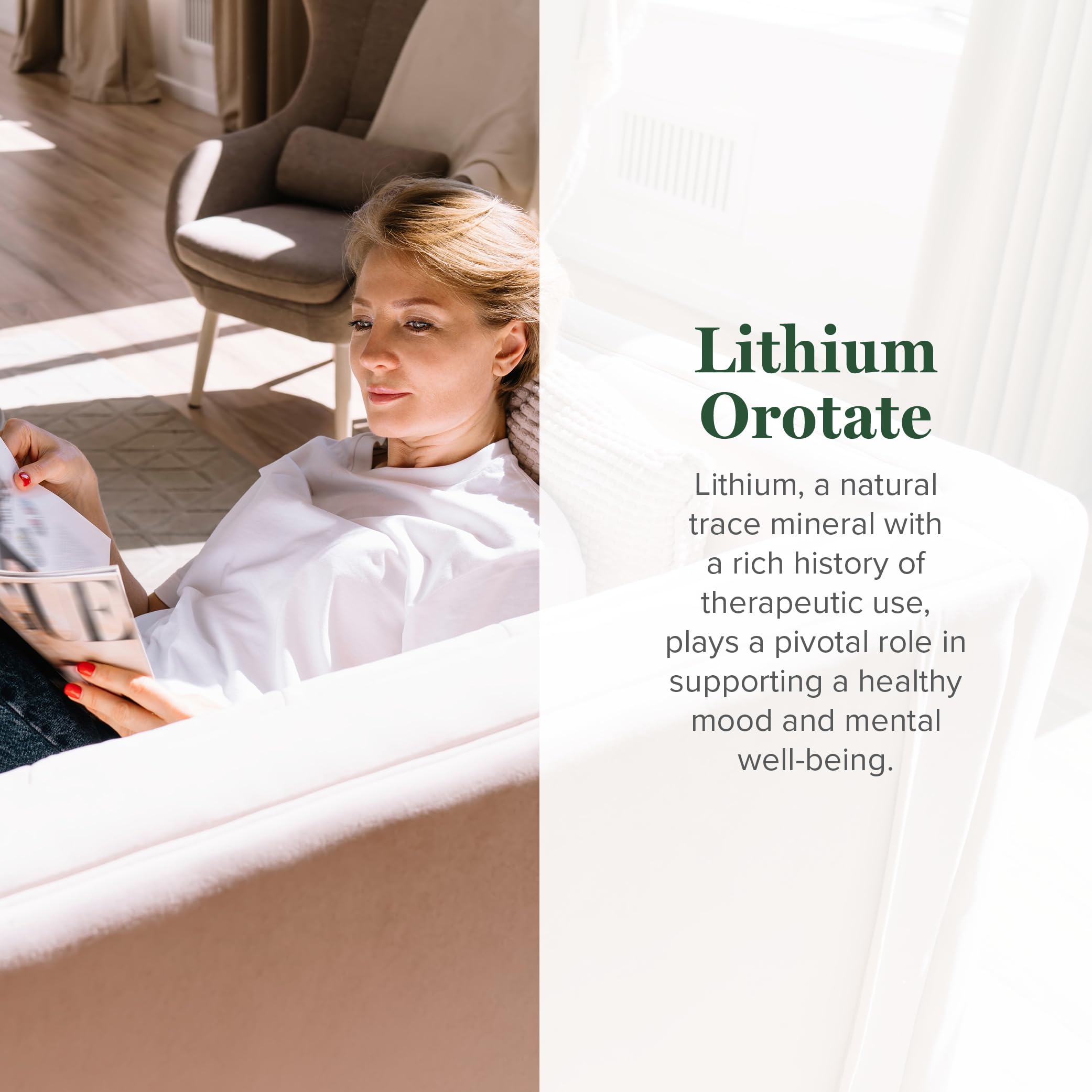 Global Healing Center - Lithium Orotate 10mg - Non-GMO, Gluten Free, Vegan Friendly Brain Health Lithium Supplement for Supporting Mood, Function, and Clarity (60 Capsules)