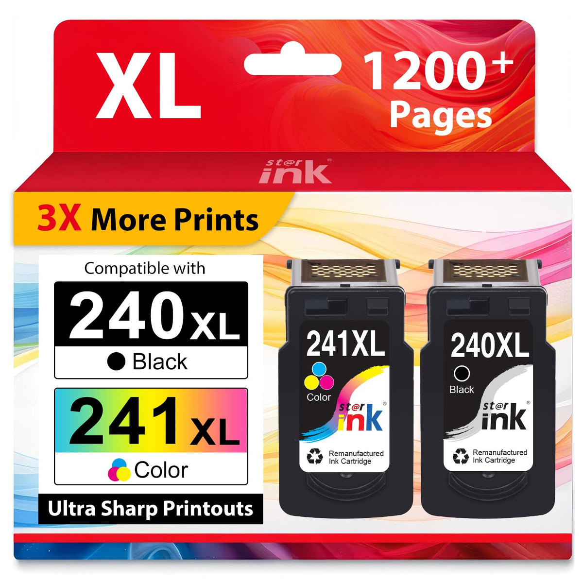 Starink PG-240XL CL-241XL Replacement for Canon 240XL 241XL Combo Pack