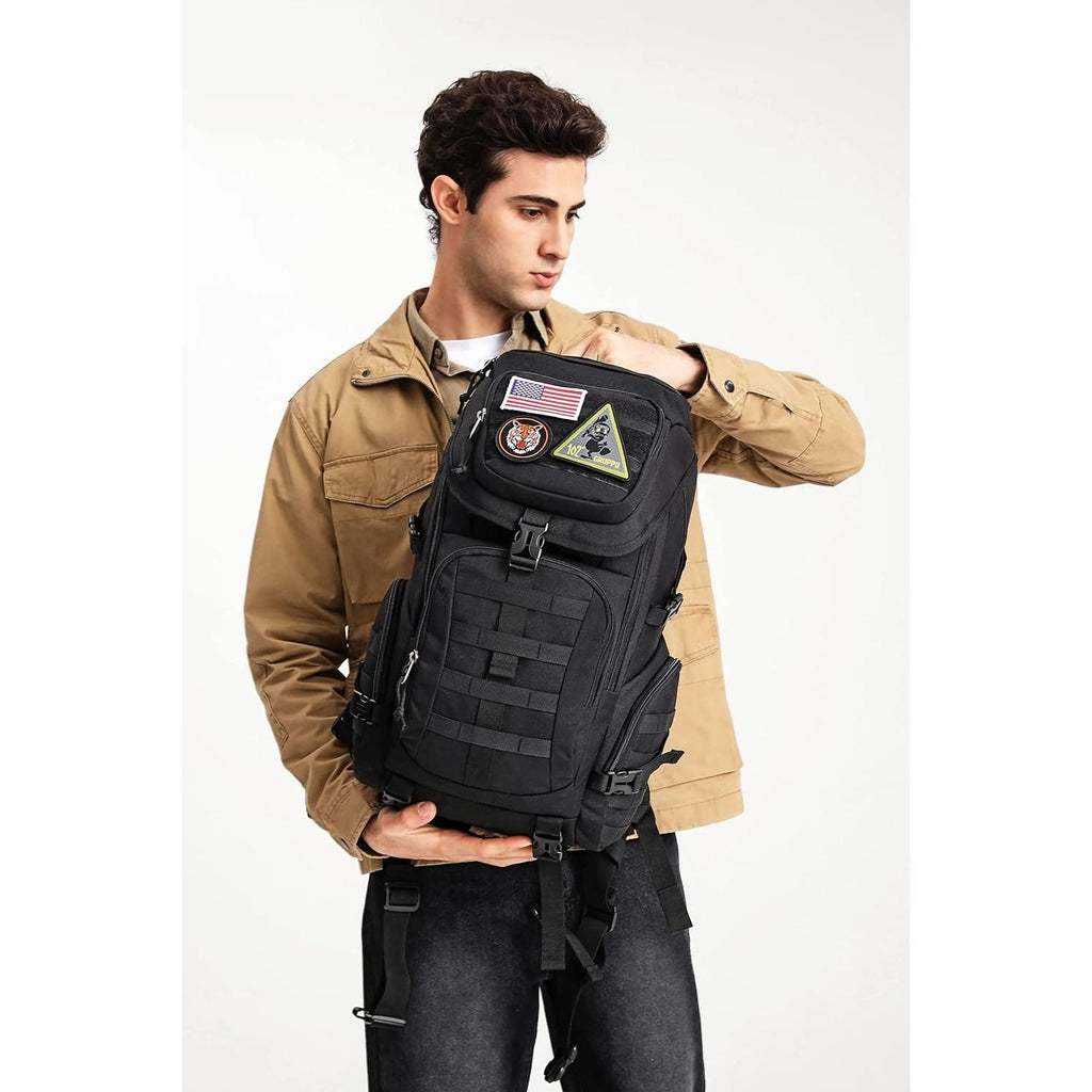 Buy now Wotony military tactical backpack nylon military MOLLE backpack 3-day Assault bag 27L backpack for men, used for outdoor hiking, camping and hunting (All black) at indiglob india