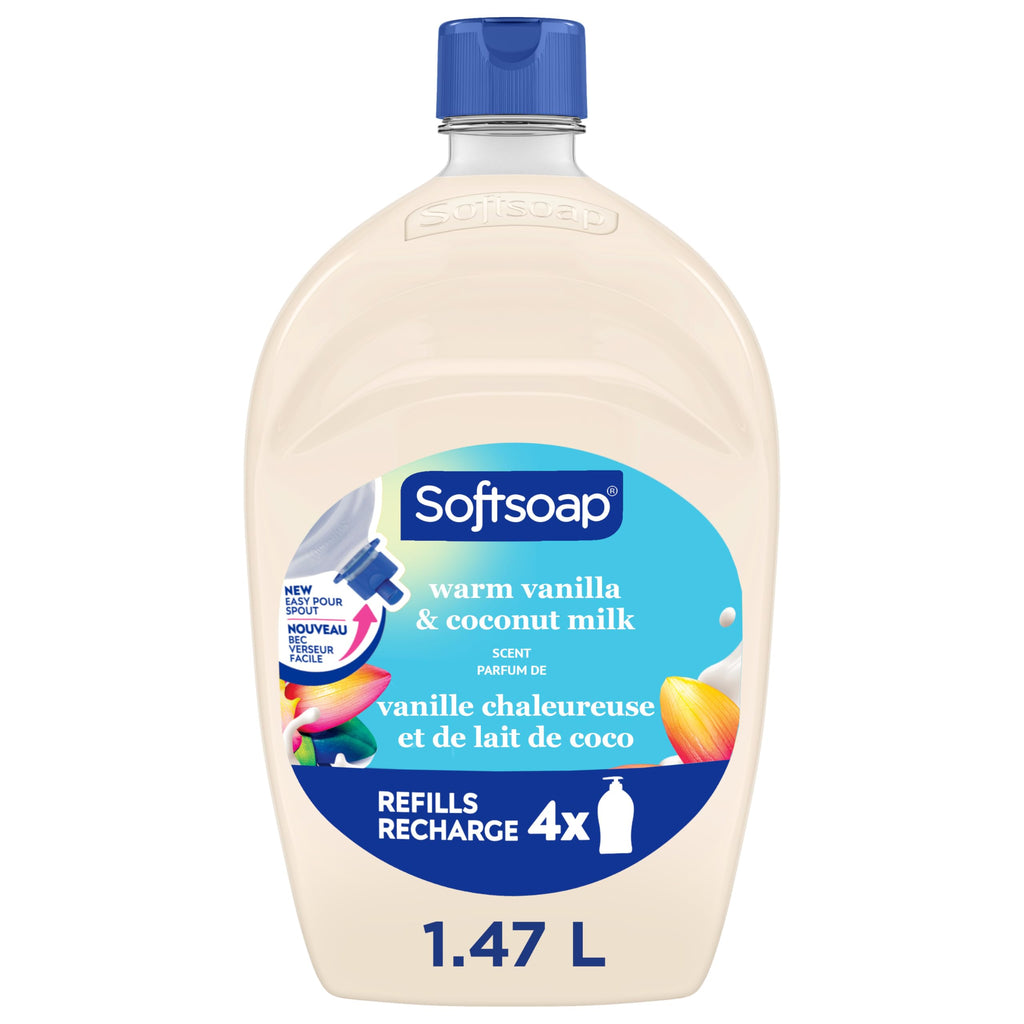 Softsoap Liquid Hand Soap, Warm Vanilla and Coconut Milk, 50 fl oz Refill | Moisturizing, Paraben-Free, Phthalate-Free, Washes Away Germs, for Bathroom & Kitchen, Gentle on Hands