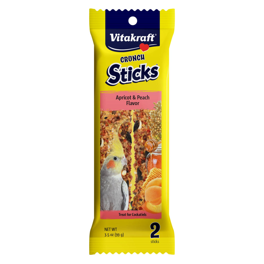 Vitakraft Crunch Sticks Cockatiel Treat Apricot & Peach Flavor - 2 Sticks
