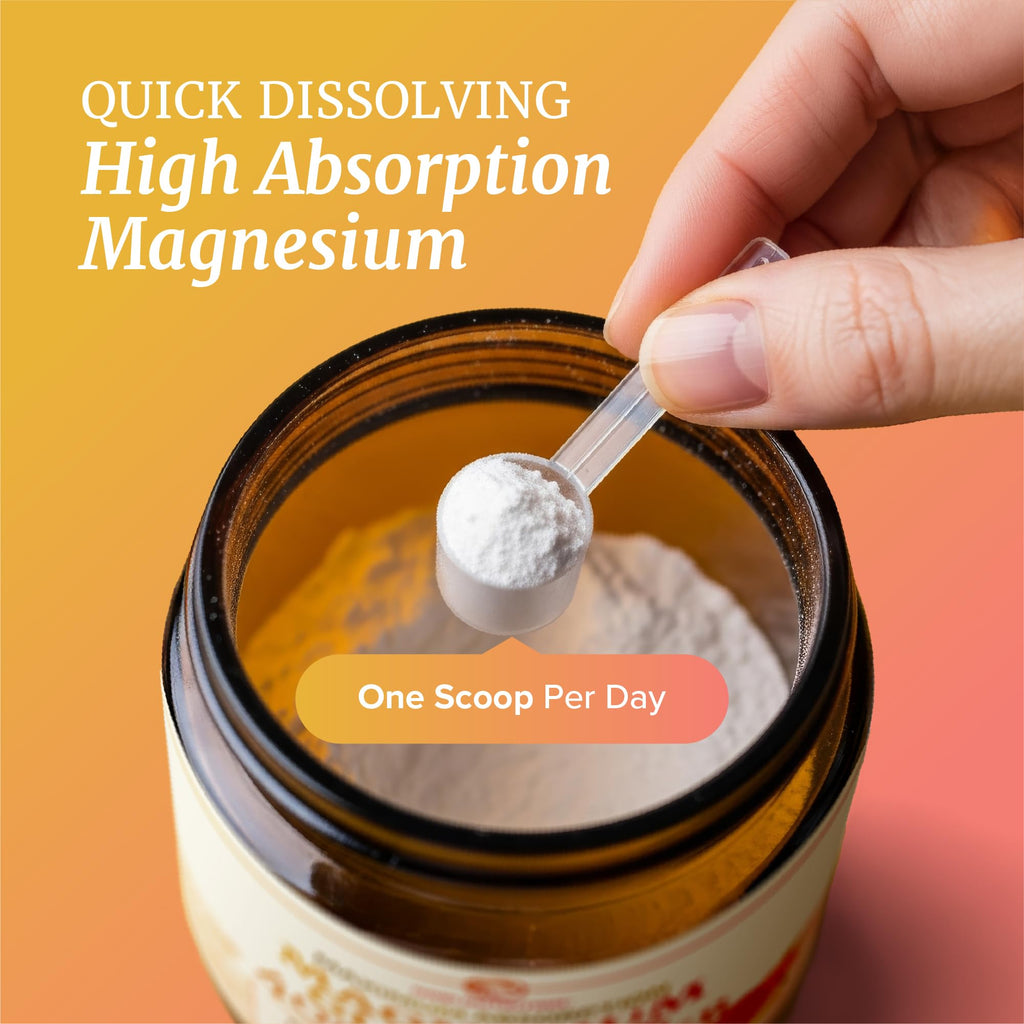 Magnesium Glycinate Powder 400MG, Sleep & Relaxation Support, Sugar-Free | Tasty Peach Mango Flavor, High Absorption Chelated Magnesium Powder, Vegan, Gluten-Free, Non-GMO, 30 Servings, 225g (7.94oz)