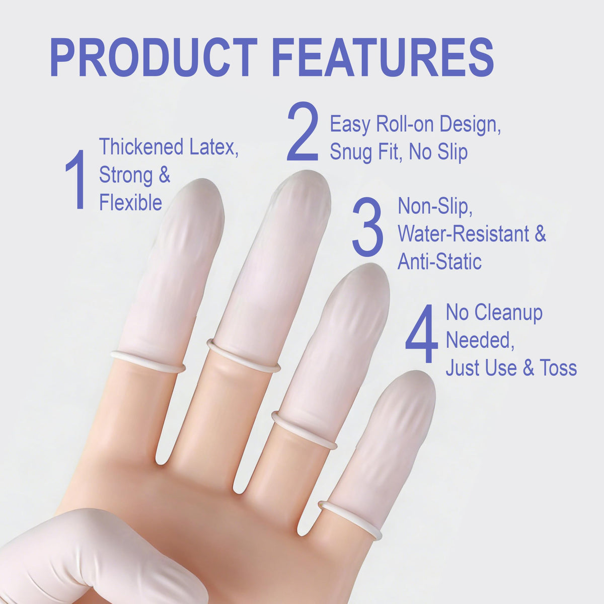 Disposable Latex Finger Cots, Medium Size Waterproof Finger Protectors, Anti-Slip Powder-Free Finger Sleeves for Electronics Repair, Crafting, Beauty Nail Art & Household Use (Approx. 105 PCS)