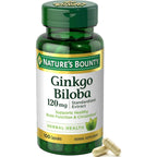 Nature's Bounty Ginkgo Biloba Standardized Extract 120 mg, Herbal Bottles, Capsule, 100 Count, Pack of 2