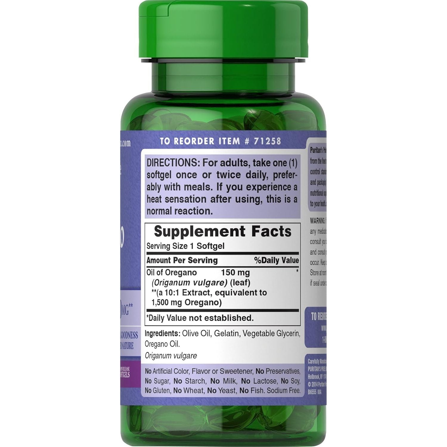 Buy now Puritan's Pride Oil of Oregano Extract 150 mg Softgels, 180 Count at indiglob india