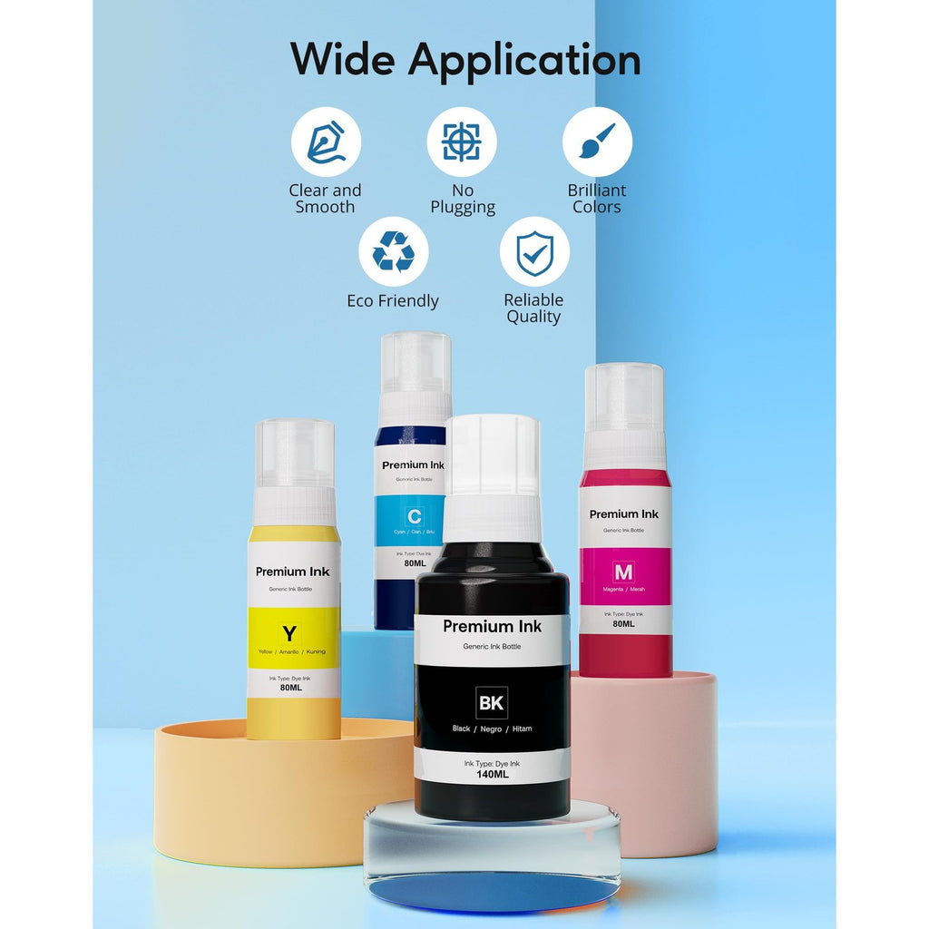 CEEBOO Compatible Ink Bottle Replacement for Epson 502 (Not Sublimation Ink), Use for ET-2850 ET-3830 ET-3850 ET-2760 ET-3760 ET-15000 printer, 2 Black,Cyan,Magenta,Yellow, High Capacity 5 Bottles
