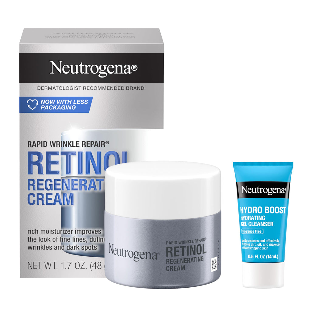 Buy now Neutrogena Rapid Wrinkle Repair Retinol Face Moisturizer, Anti-Aging Face Cream with Retinol & Hyaluronic Acid, 1.7 oz + Trial Size Hydro Boost Facial Cleanser, 0.5 fl. oz at indiglob india