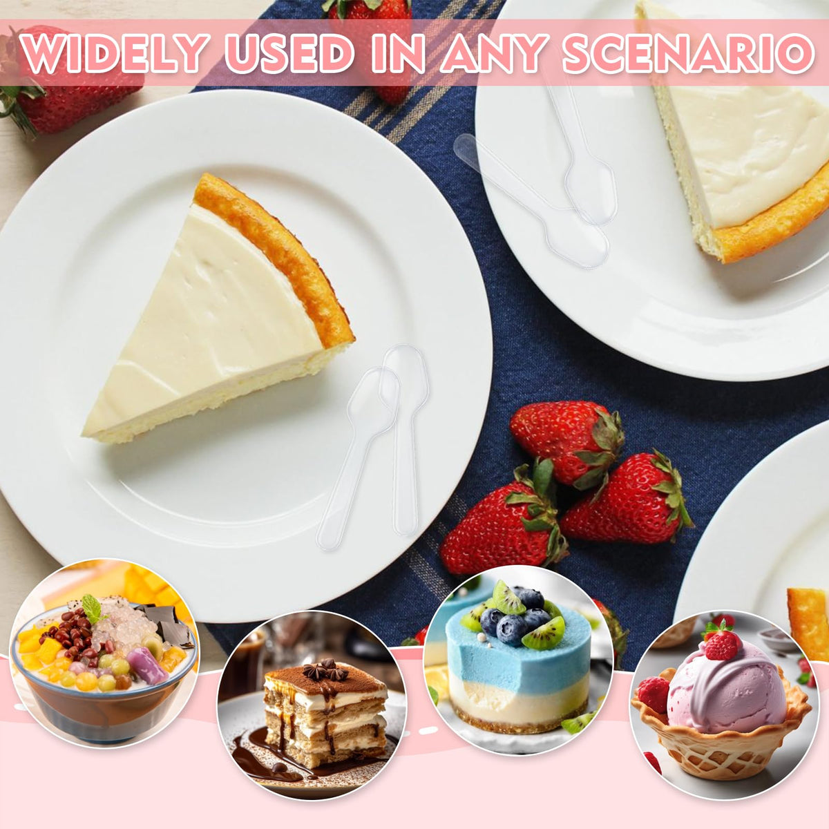 500Pcs Mini Spoons for Desserts, XJMWXHFC Clear Plastic Spoons, Disposable Clear Tasting Spoons, Small Dessert Spoons for Jelly Pudding Yogurt Ice Cream Desert Cake Appetizer (3 Inch)