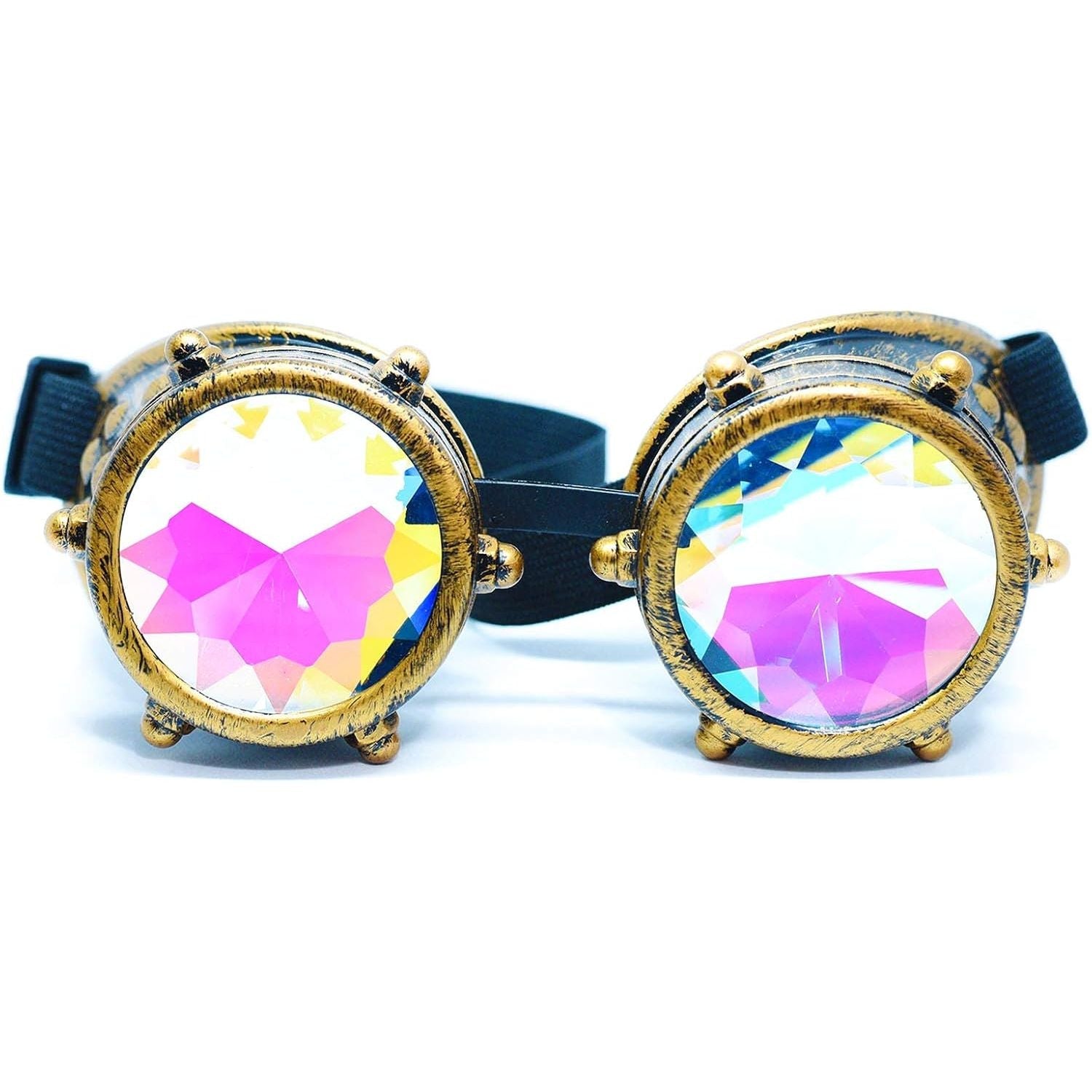 Buy now SoJourner Bags Kaleidoscope Glasses - Trippy Psychedelic Rave Goggles - Funky Prism Glasses For Raves - Festival Accessories Bronze at indiglob india