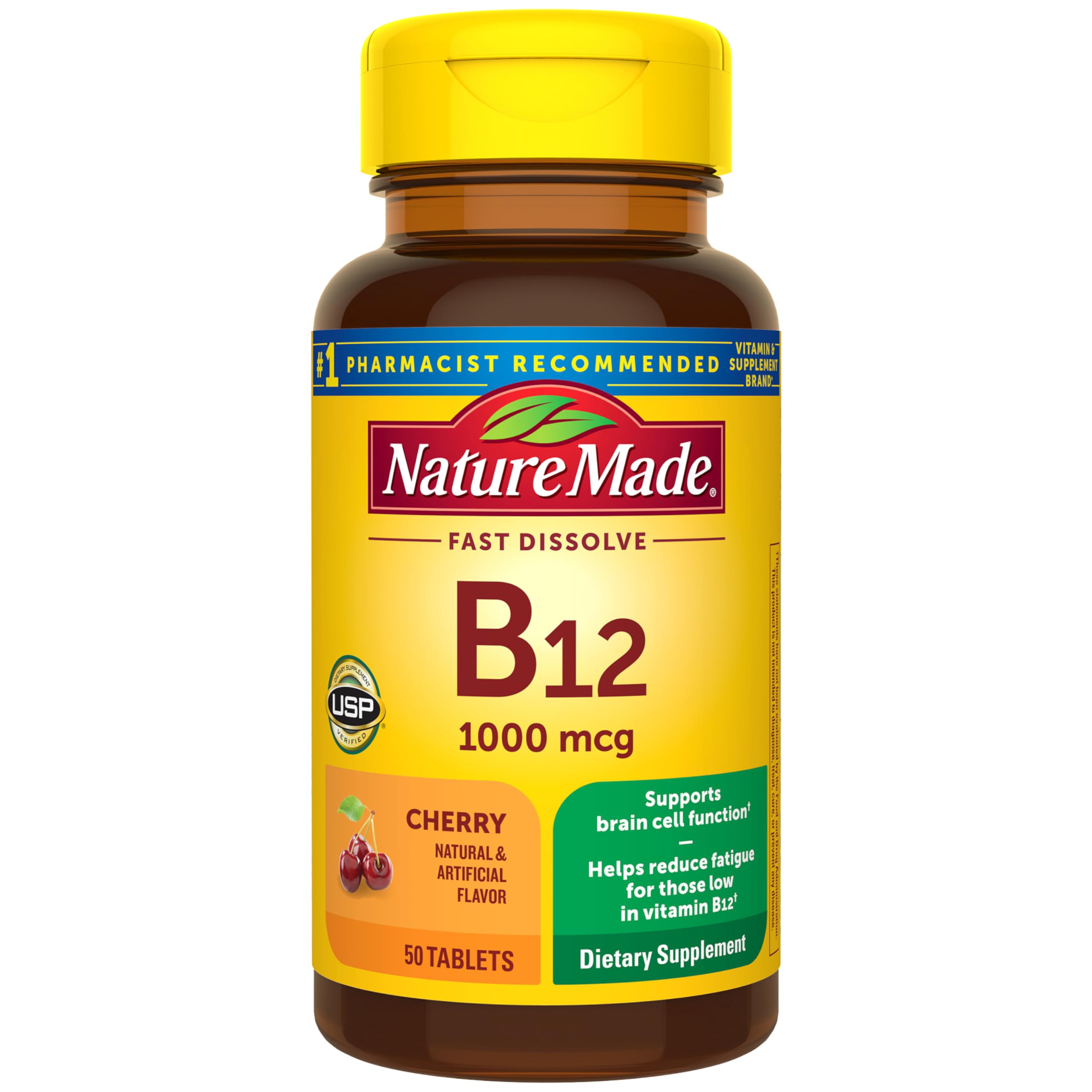 Nature Made Vitamin B12 1000 mcg Fast Dissolve Tablets, 150 Tablets | Easy to Take Vitamin B12 Sublingual Tablets for Energy Metabolism Support for Men and Women, Sugar Free, 150 Day Supply