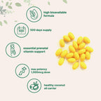 Folic Acid 1,000 mcg, 500 Coconut Oil Softgels (1mg) | Essential Prenatal Vitamins (Vitamin B9) | 1,667 mcg DFE | Third Party Tested, No Artificial Colors or Flavors | Non-GMO, Gluten Free