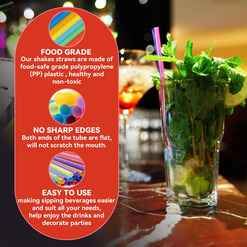 MAQIHAN 100PCS Colorful Plastic Straws Disposable for Party Drinks