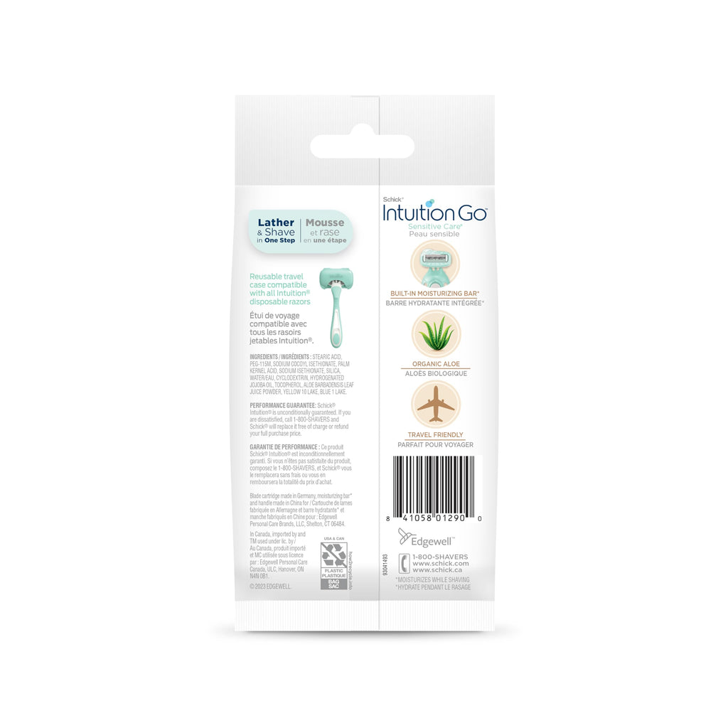 Schick Intuition Go Disposable Razor for Sensitive Skin, 1ct, Razors Sensitive Skin, Women’s Disposable Razors with Organic Aloe, Travel Razor