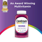 Centrum Multivitamin for Women 18 and Over, 250 Tablets | Contains Vitamin D3, B Vitamins and Antioxidant Vitamins C and E, Gluten Free, Non-GMO Ingredients, GLP-1 Support