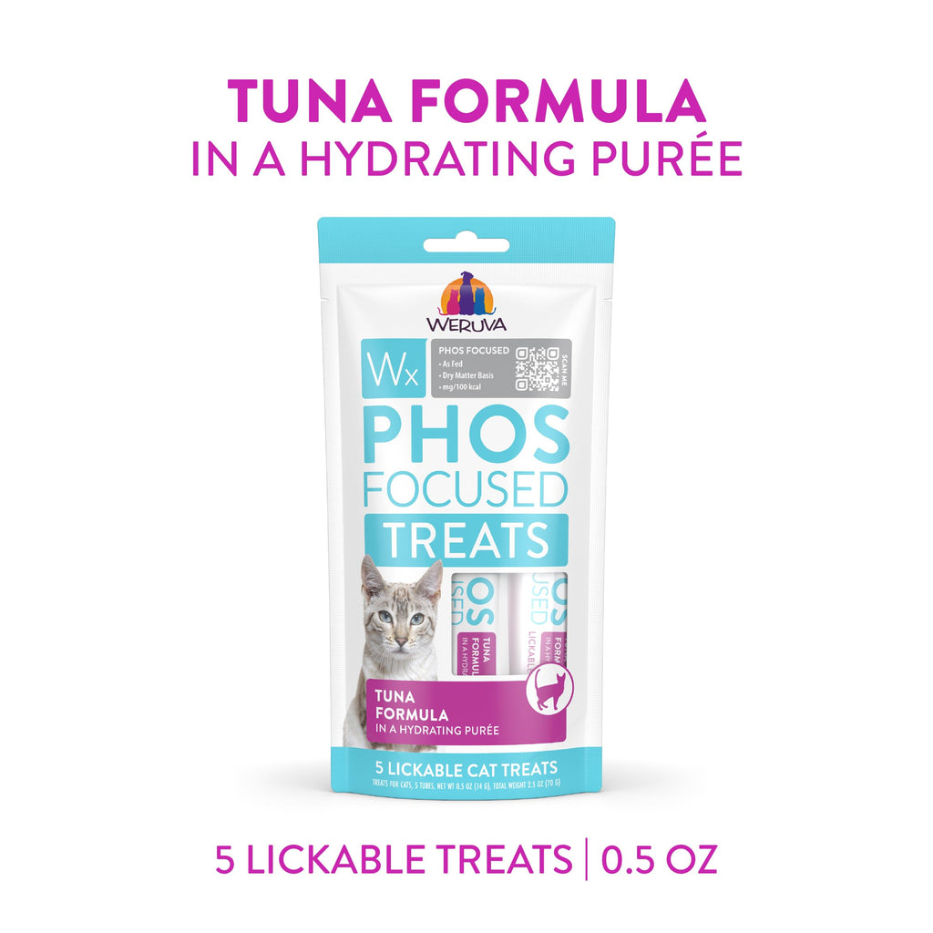 Weruva Wx Phos Focused, Tuna Formula Lickable Cat Treats, 0.5oz Tube, Pack of 5