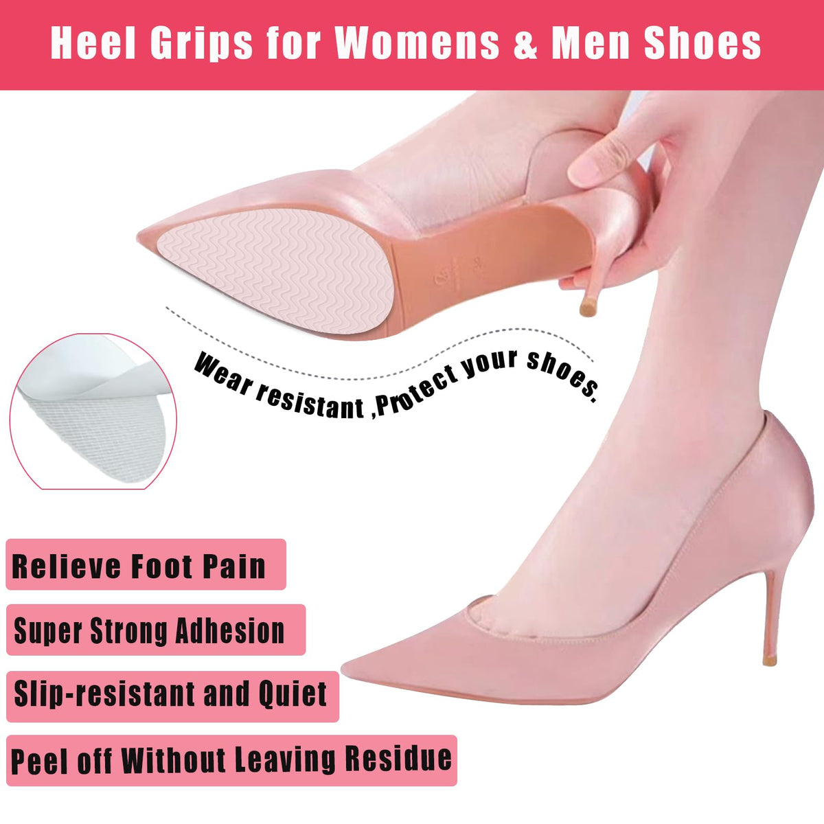 8Pcs Non Slip Shoe Pads, Invisible Shoe Sole Protector to Prevent Skid