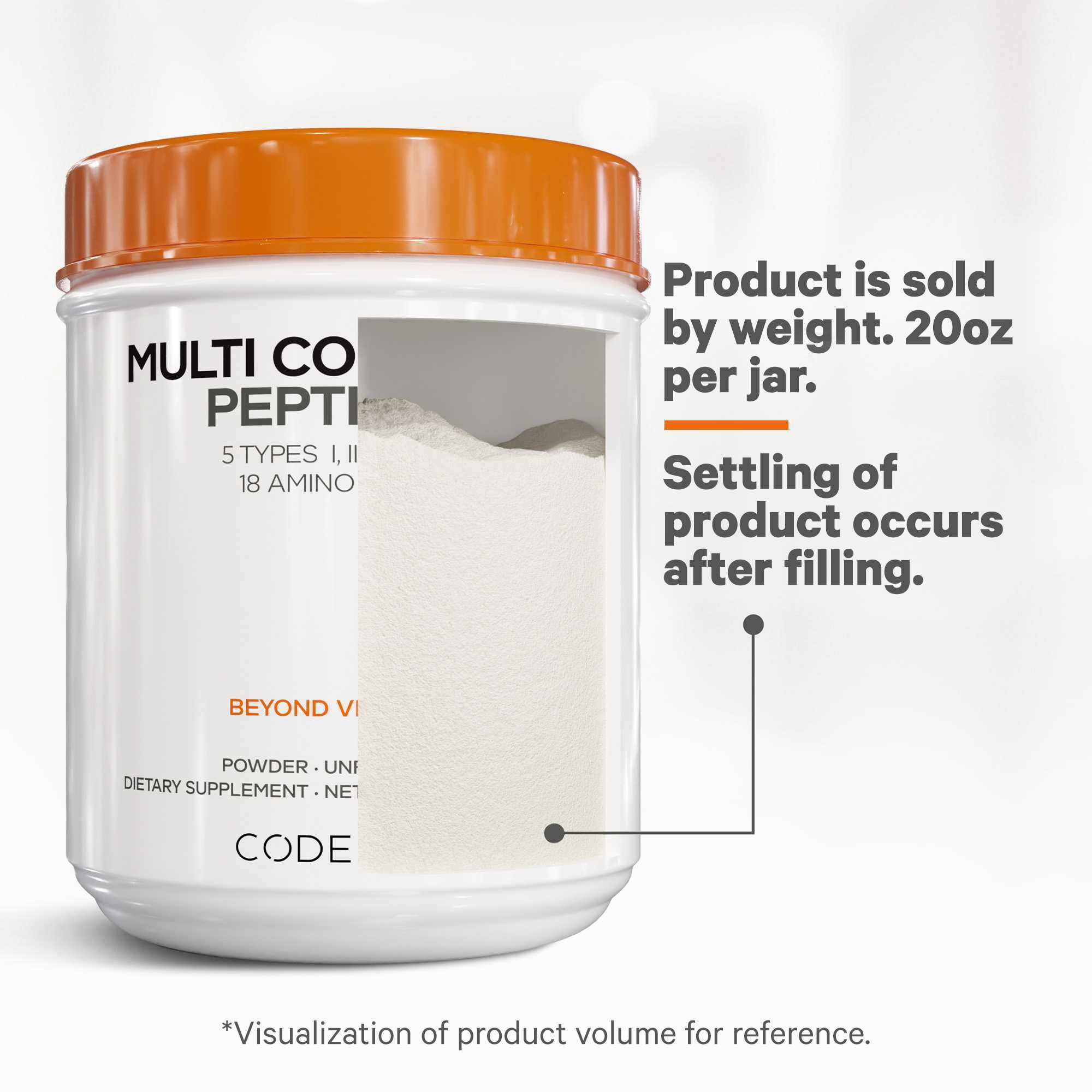 Codeage Multi Collagen Protein Powder Peptides, 5 Types, Unflavored, 20 Oz | NSF Certified - Five collagen types (I, II, III, V, X) from five food sources with bone broth. Unflavored powder. Non-GMO.