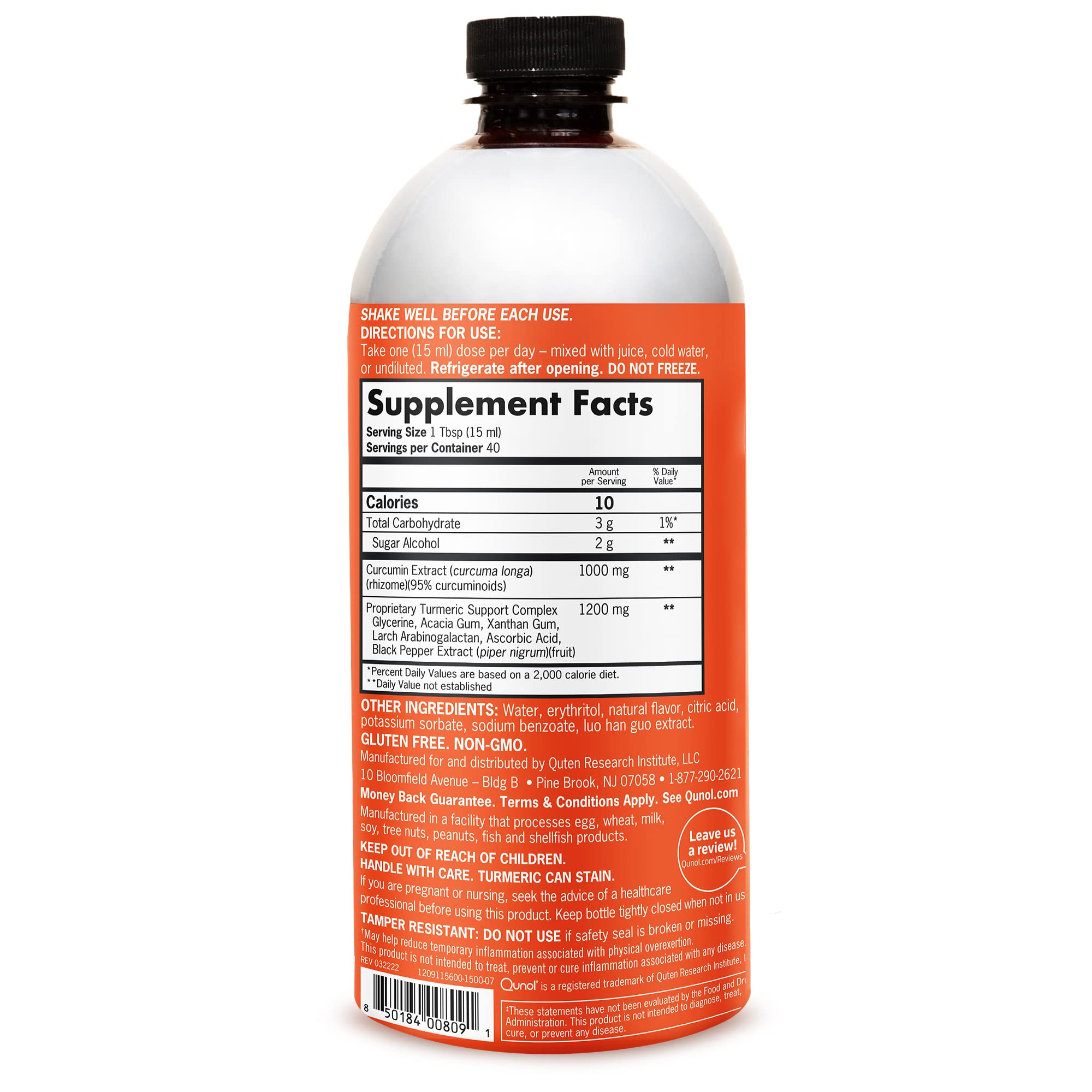 Qunol Liquid Turmeric 1000mg, Black Pepper Enhanced Absorption, 40 Servings | #1 Doctor Recommended form of Turmeric Curcumin, Extra Strength Complex for Joint Support and a Healthy Inflammation Response