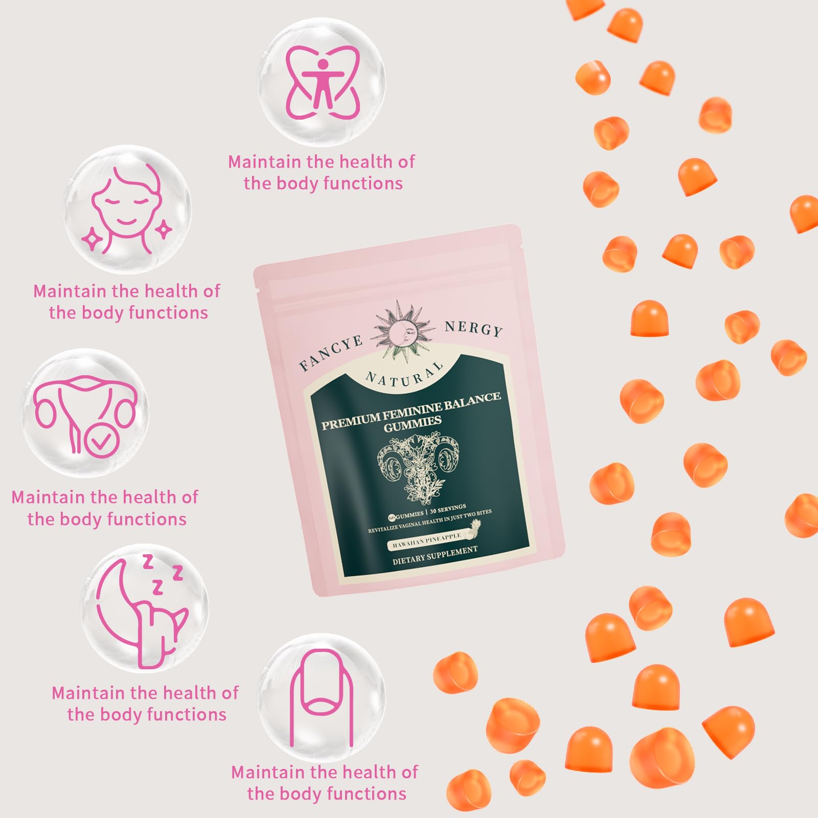 Vaginal Probiotics for Women – Premium Feminine Balance Gummies for Women, Hawaiian Pineapple Flavor, Support Healthy Odor and Vaginal Flora, pH Balance, Digestive Health & Immune Support, Vegan, 60 C