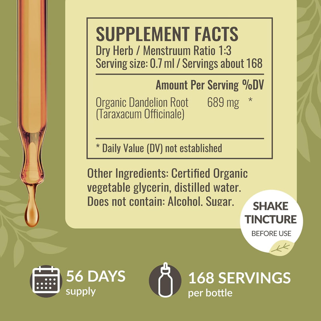 Buy now HERBAMAMA Dandelion Root Drops - Vegan Dandelion Root Extract for Liver Cleanse and Detox - Non-GMO, Alcohol & Sugar-Free Liquid Liver Support Supplement, 56-Day Supply at indiglob india