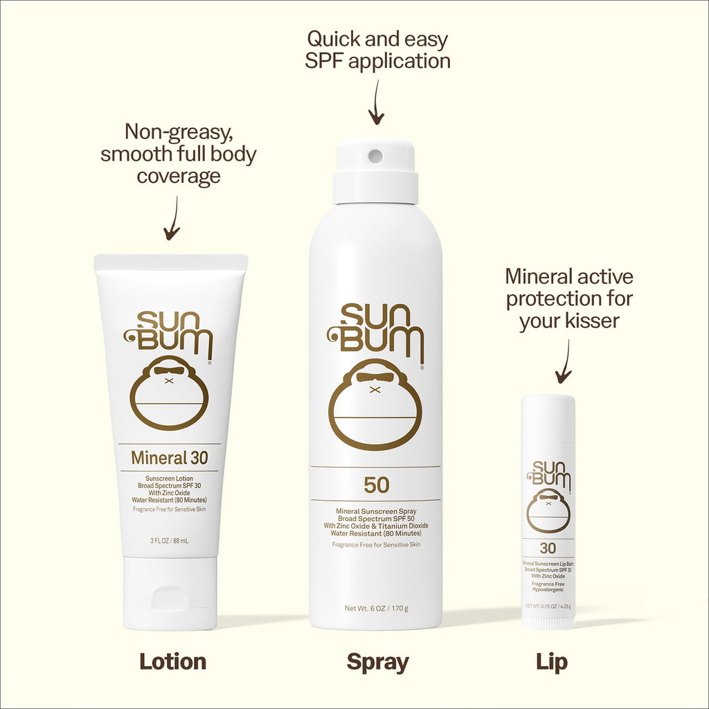 Sun Bum Mineral SPF 30 Sunscreen Body Lotion - Travel Size, 3 oz | Broad Spectrum Moisturizing Sunscreen, for Senative Skin, Vitamin E, Hawaii 104 Act Compliant (No Octinoxate & Oxybenzone)