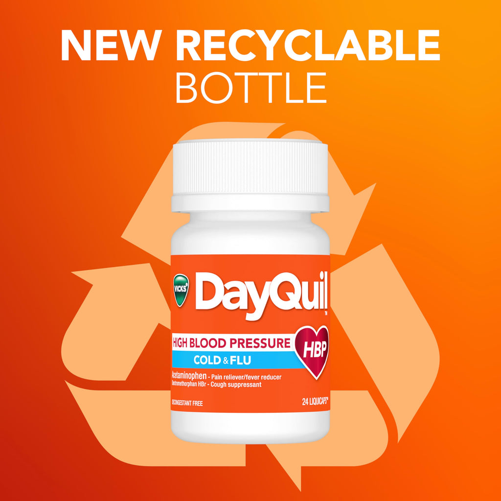 Buy now VICKS DayQuil & NyQuil High Blood Pressure Cold & Flu Relief Liquicap 48ct Co-Pack, Powerful Multi Symptom Daytime & Nighttime Medicine for Cold, Cough, and Flu Symptoms, 24ct DayQuil, 24ct NyQuil at indiglob india