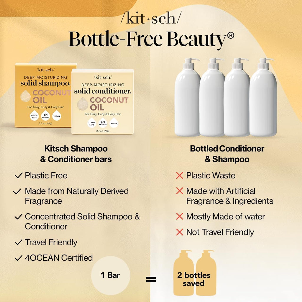 Buy now Kitsch Coconut Oil Shampoo and Conditioner Set Æ’?? Deep Moisturizing Shampoo and Conditioner Bar for Dry Damaged Hair Æ’?? Hydrating Solid Bars for Curly, Coily & Color Treated Hair Æ’?? Made in USA at indiglob india