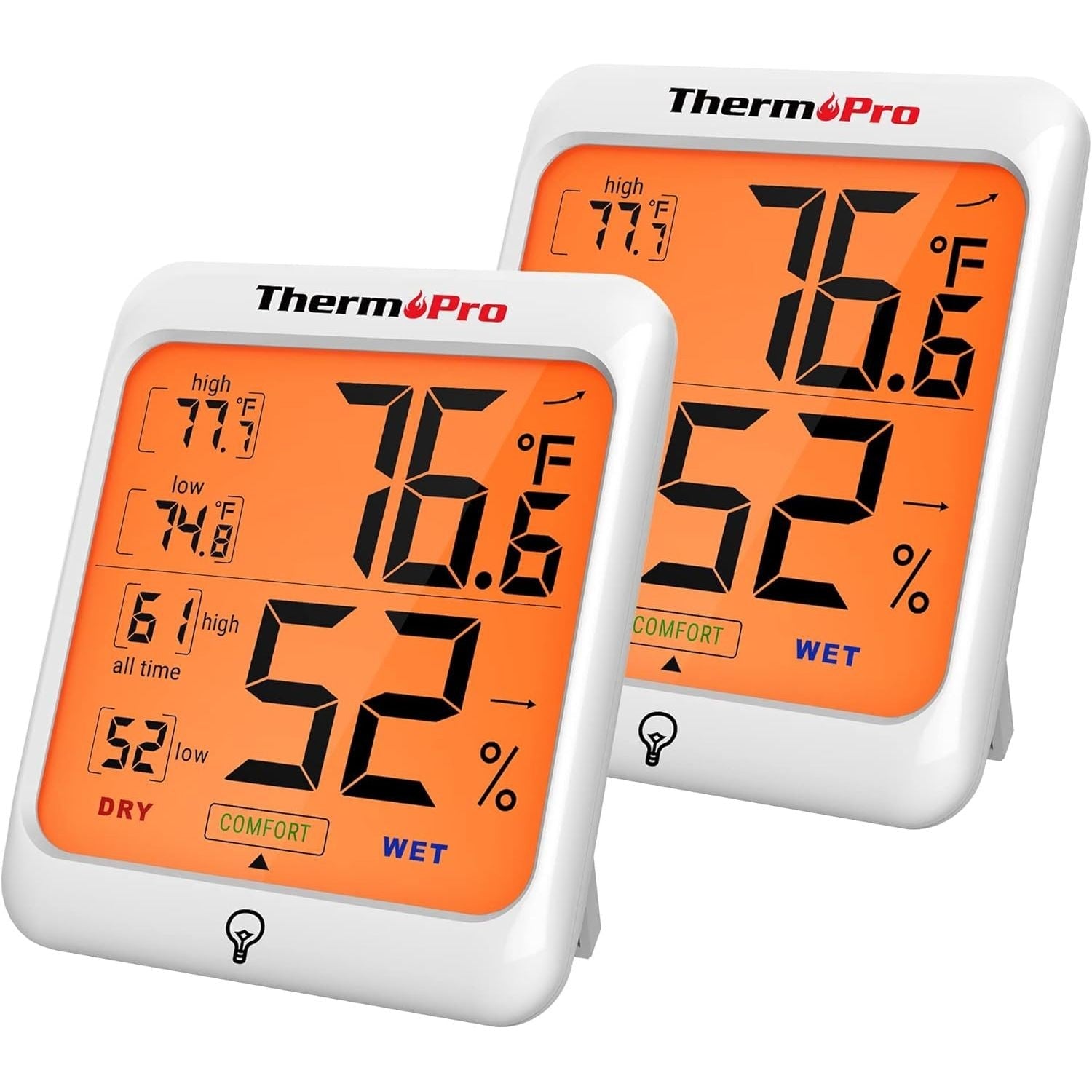 Buy now ThermoPro TP53 Digital Hygrometer Indoor Thermometer for Home, Temperature Humidity Sensor with Comfort Indicator & Max Min Records, Backlight Display Room Thermometer Humidity Meter, LCD 2 at indiglob india