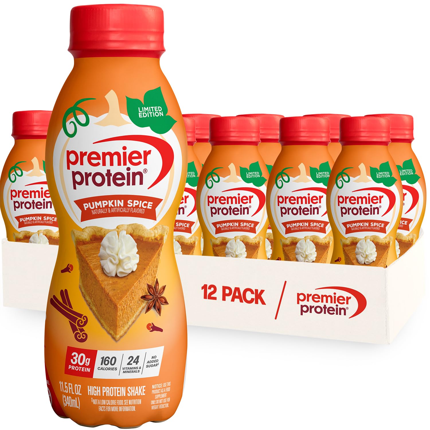 Buy now Premier Protein Shake, Peaches & Cream, 30g Protein, No Added Sugar, 24 Vitamins & Minerals to Support Immune Health, 11.5 fl oz, 12 Pack (Packaging May Vary) Limited Edition: Pumpkin Spice 11.5 Fl Oz (Pack of 12) at indiglob india
