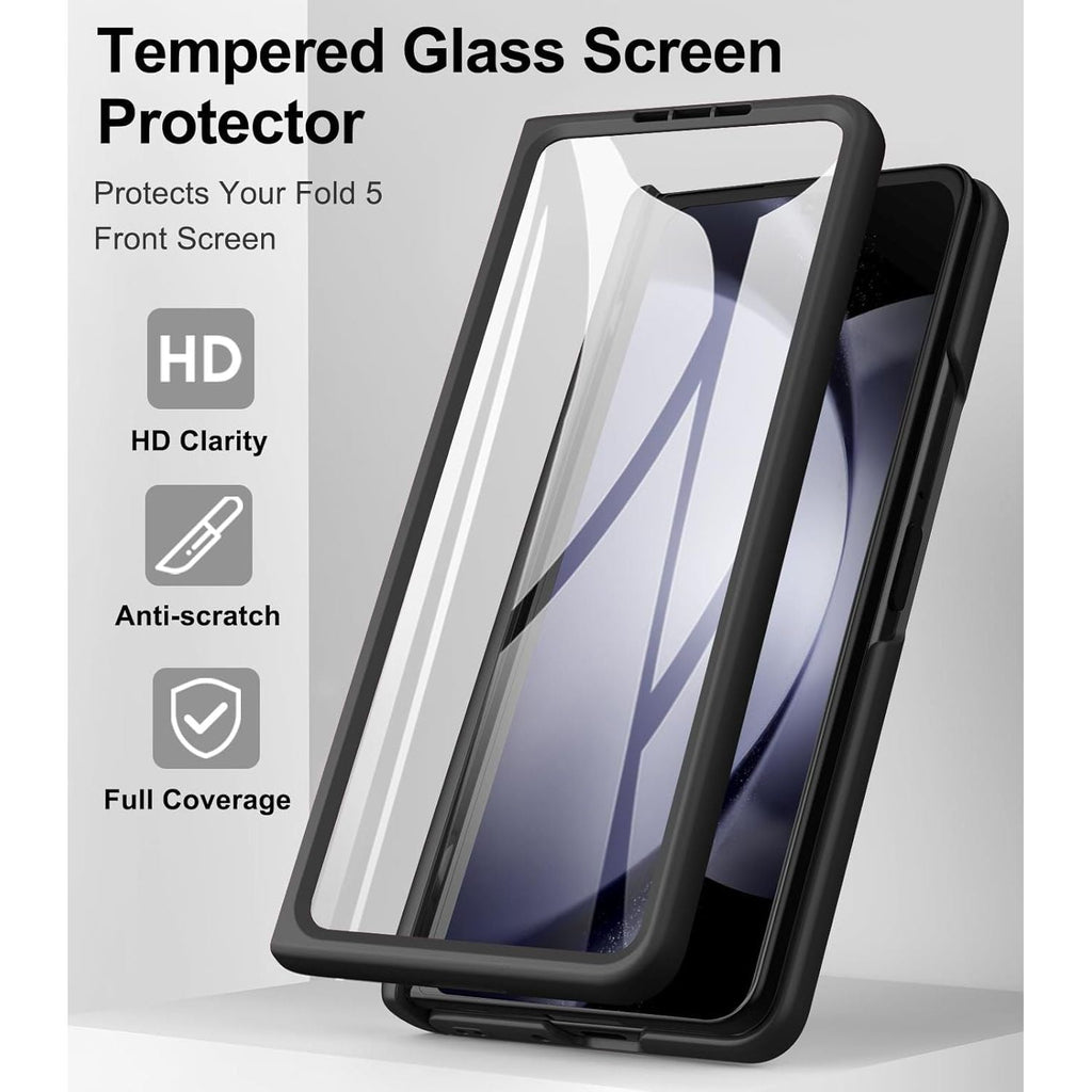 Buy now for Samsung Galaxy Z Fold 5 Case with Screen Protector & Hinge Protection, Slim Fit Shockproof Lightweight Durable Hard PC Cover Phone Case for Samsung Galaxy Z Fold 5 5G 2023, Black at indiglob india