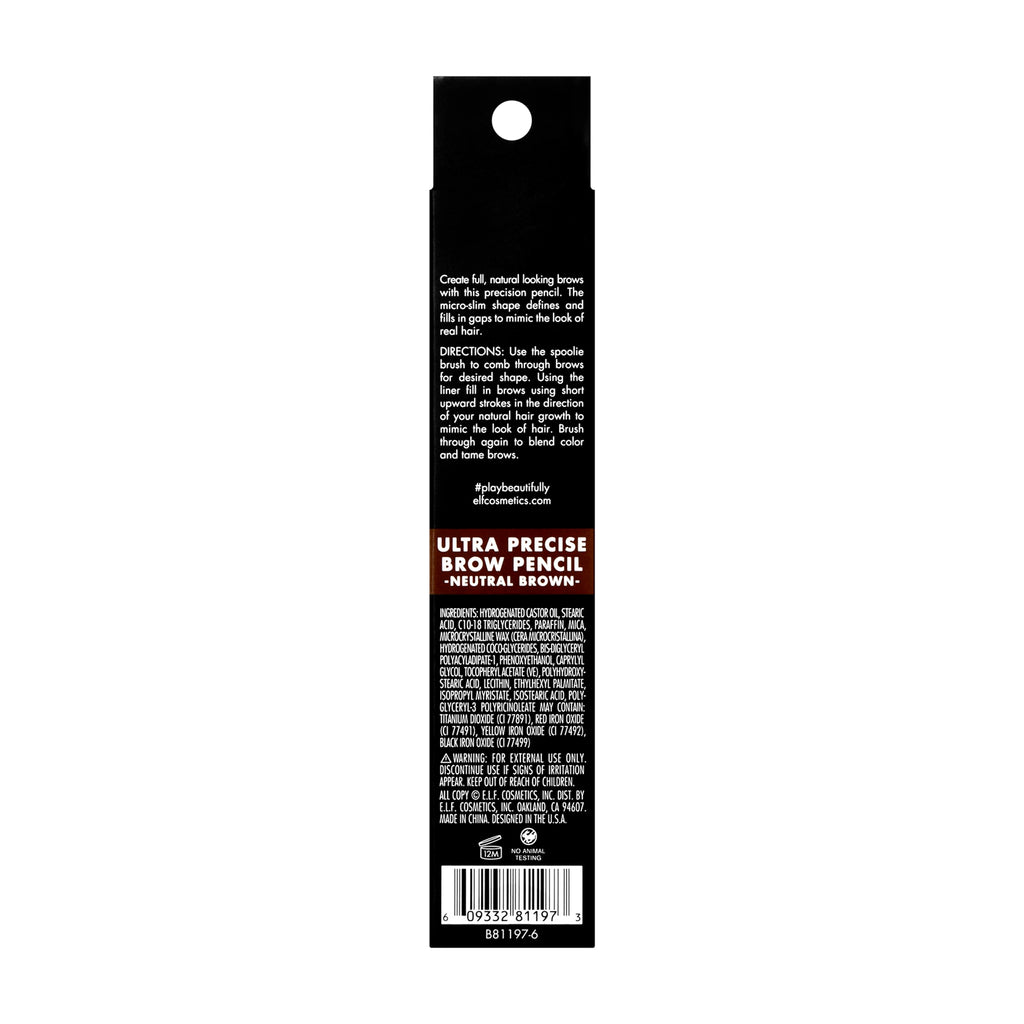 e.l.f. Ultra Precise Brow Pencil, Dual-Ended, Ultra Fine Tip Defines & Fills Eyebrows, Creamy Formula, Vegan & Cruelty-Free, Neutral Brown