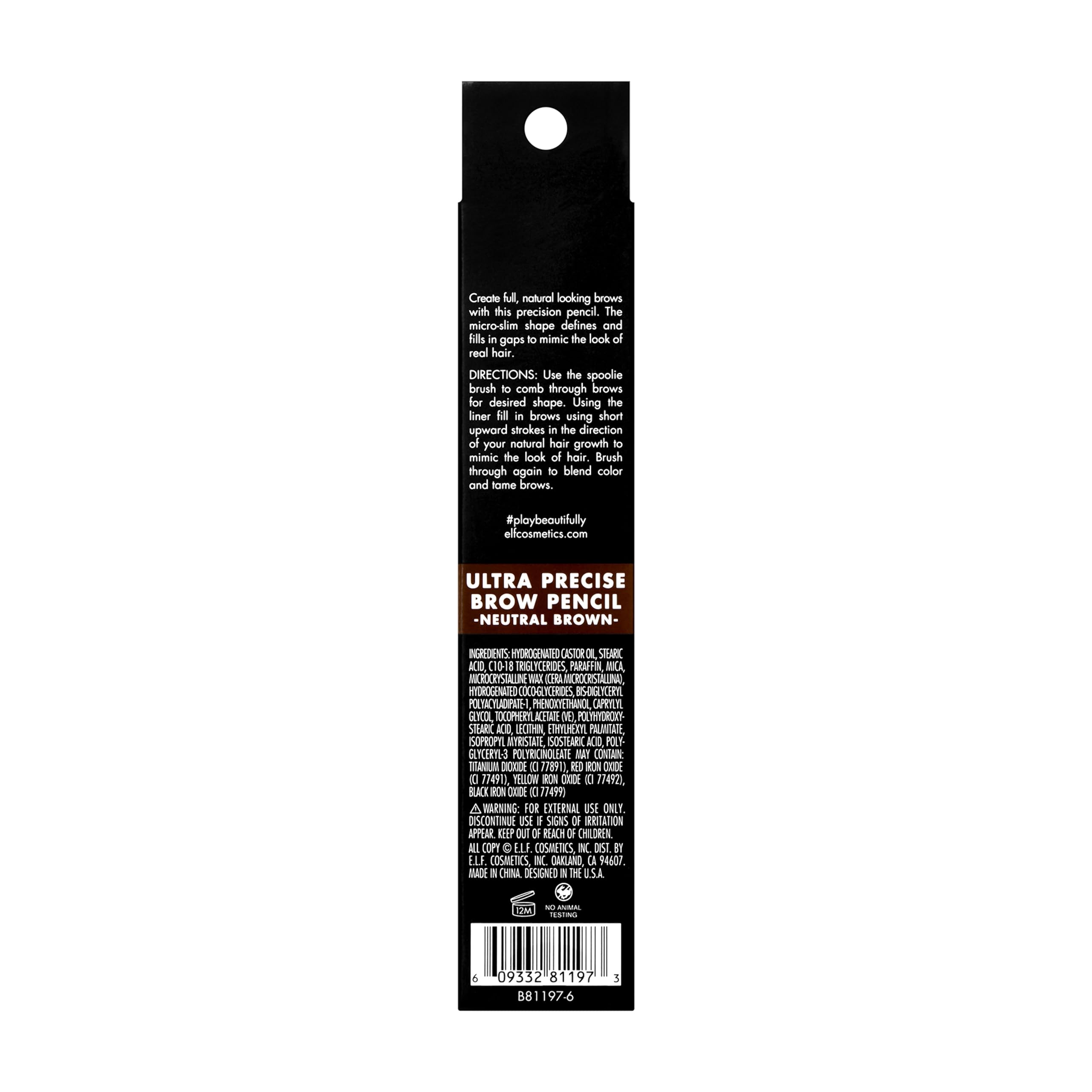 e.l.f. Ultra Precise Brow Pencil, Dual-Ended, Ultra Fine Tip Defines & Fills Eyebrows, Creamy Formula, Vegan & Cruelty-Free, Neutral Brown