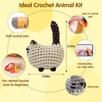 Zepiany Crochet Kit for Beginners Crochet Cat Beginner Crochet Kit for Adults Amigurumi Crochet Animals Cat Crafts Hobby Crochet Kits Easy Knitting Kit