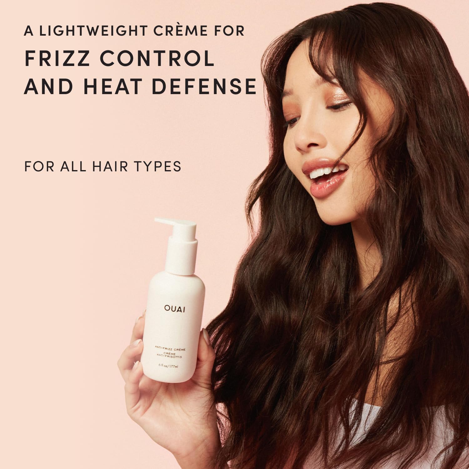 OUAI Anti Frizz Cream Travel Size - Phthalate & Sulfate Free (3 oz) | Moisturizing Hair Cream with Frizz Control & Heat Protection - Provides Hydration with Jackfruit & Beetroot Extract
