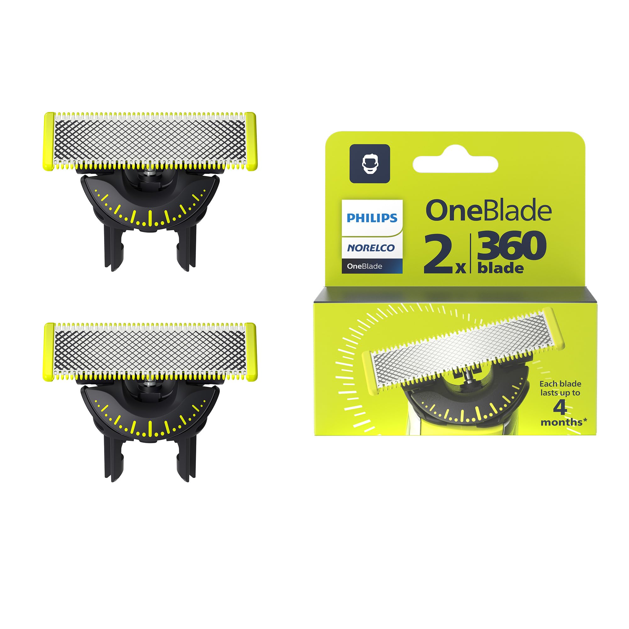 Buy now Philips Norelco OneBlade 360 Blades, Genuine Replacement Blades for OneBlade Electric Shaver and Trimmer, 4 Pack, QP440/80 at indiglob india