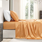 Buy now Satin Sheets King Size - 4 Pieces Luxury Silky Soft Bed Sheets, Wrinkle-Free Gold Satin Silk Sheet Set with 1 Deep Pocket Fitted Sheet, 1 Flat Sheet, 2 Pillow Cases at indiglob india