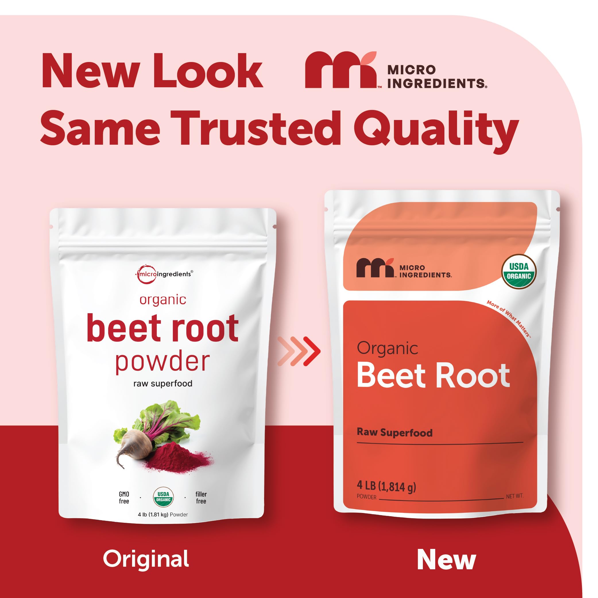 Micro Ingredients Organic Beet Root Powder, 4lb (64 oz) | Nitric Oxide Supplement, Water Soluble, Highly Concentrated Raw Beet Supplement, Superfood Drink Mix, Non-GMO, Plant Based