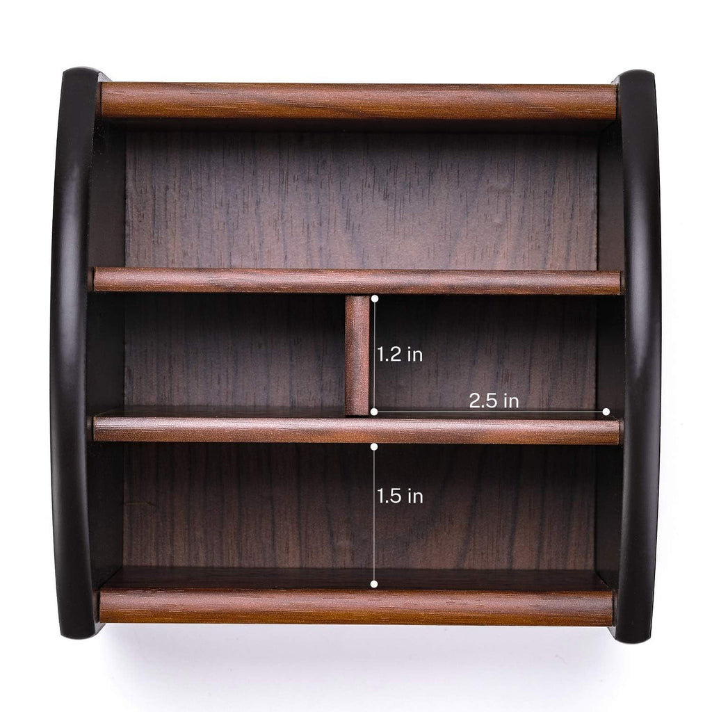 MaxGear Remote Control Holder Caddy, Wooden Desk Organizer, 4 Compartments