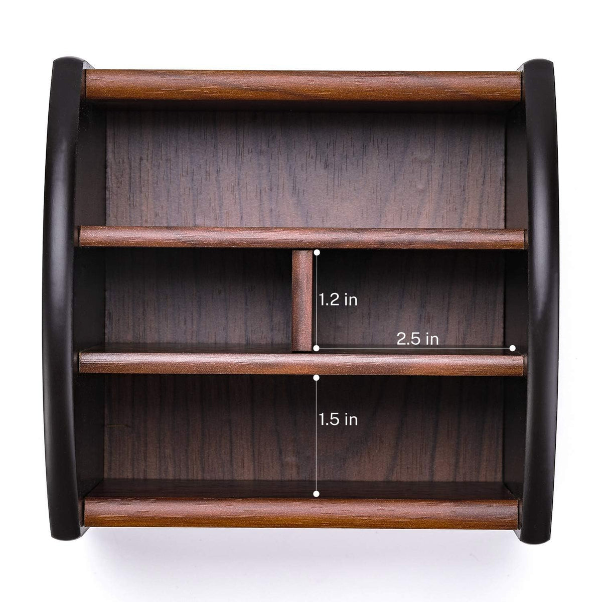 MaxGear Remote Control Holder Caddy, Wooden Desk Organizer, 4 Compartments