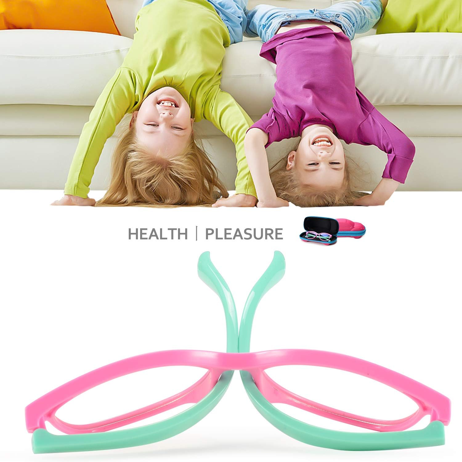 Buy now Blue Light Glasses for Kids Girls Boys with Cute Car Case, UV400 Protection, Anti Blue Ray Age3-12 at indiglob india