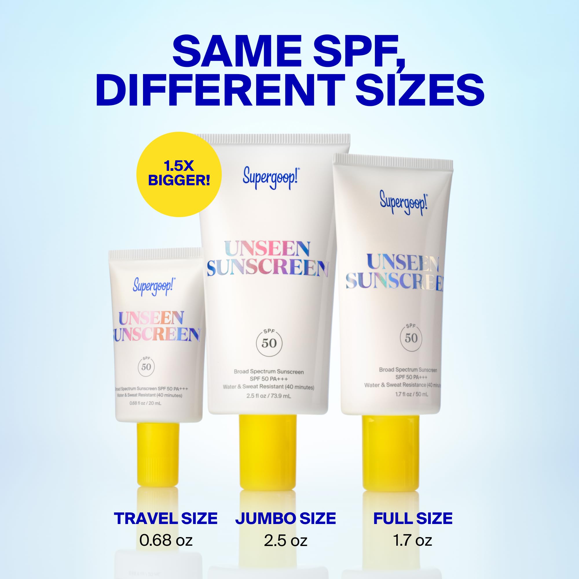 Supergoop! Unseen Sunscreen - SPF 50 - Clear & Invisible Face Sunscreen + Broad Spectrum + Makeup-Gripping Primer - Weightless, Scentless, Oil Free