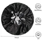 Buy now Silk Bonnets for Women,Double Layer Extra Large Satin Sleeping Cap with Elastic,Satin Bonnet for Curly Hair,Satin Cap for Natural Hair, Women Girl(Black) at indiglob india