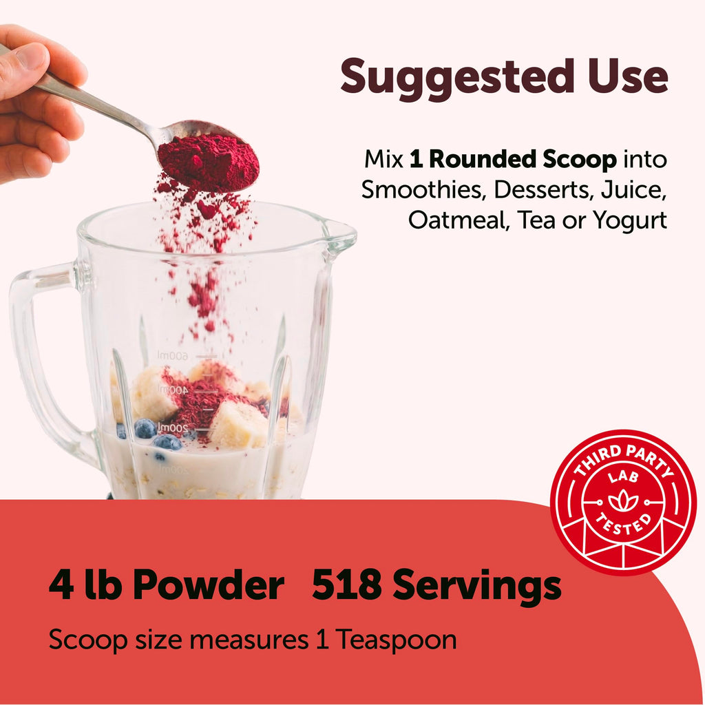 Micro Ingredients Organic Beet Root Powder, 4lb (64 oz) | Nitric Oxide Supplement, Water Soluble, Highly Concentrated Raw Beet Supplement, Superfood Drink Mix, Non-GMO, Plant Based