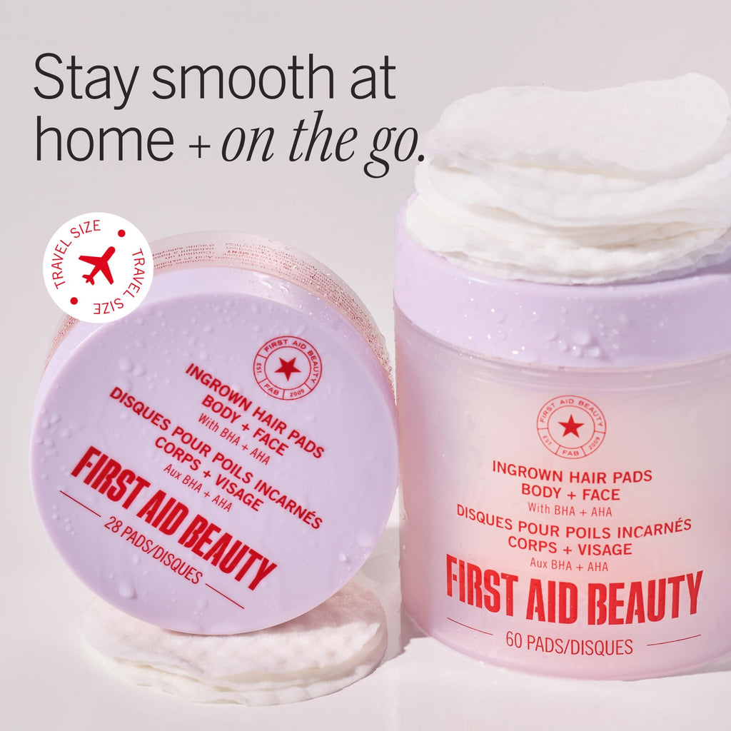 First Aid Beauty Ingrown Hair Pads Aftershave Treatment to Help Prevent Razor Bumps, Exfoliate Underarms & Bikini Area, Sensitive Skin