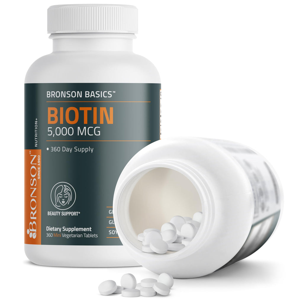 Bronson Biotin 5,000mcg Hair Skin and Nails Vitamins, 360 Tablets