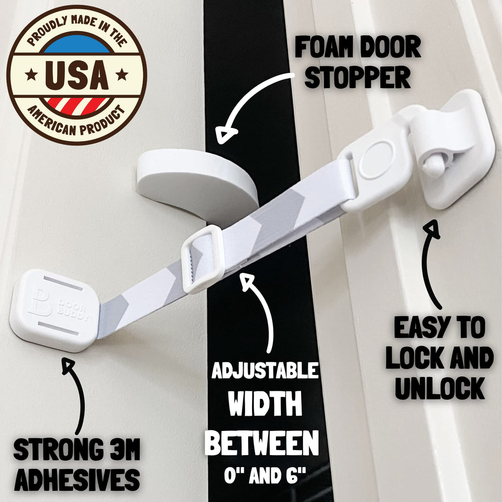 Door Buddy Cat Door Latch & Stopper. Adjustable Dog Proof Door Strap for Cats. Dog Proof Litter Box & Cat Feeder. Simpler Pet Gate Alternative. No Cut Cat Door Interior Door.