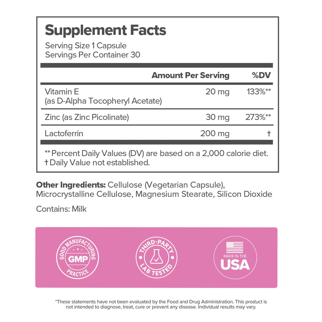 FLO Acne Supplement for Clearer Skin with Zinc & Vitamin E – 30-Day Supply