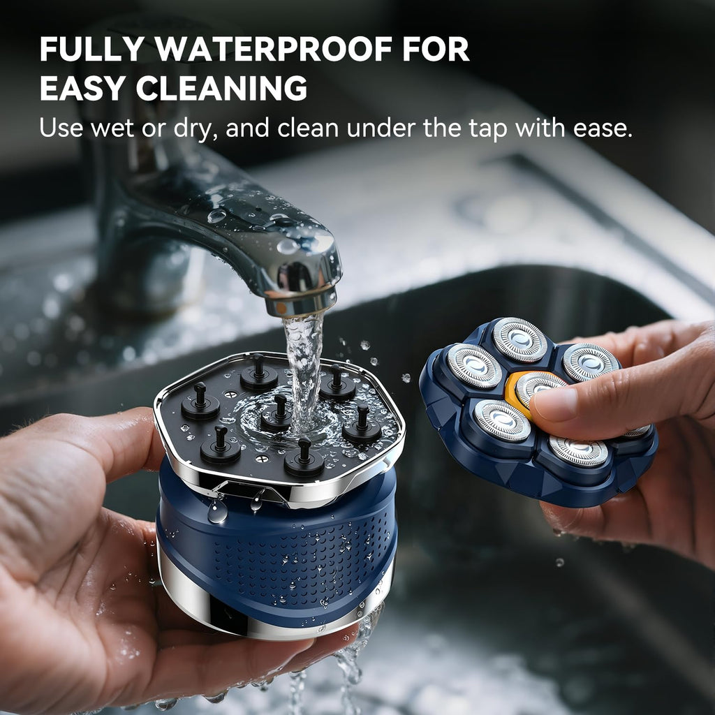 Men's Electric Rotary Shavers Bald，2026 Upgrade 7D Floating Electric Shaver with LED Display,IPX6 Waterproof,Type-C Fast Charge, Magnetic Heads, Travel Case - Ideal Men's Grooming Gift (Blue)